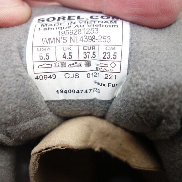 NEW Sorel Kinetic Caribou Waterproof Boots Women’s 6.5 Quarry Sea Salt - Picture 7 of 8